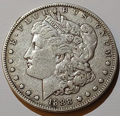 1888  P Morgan 90% Silver Dollar  AU US Coin
