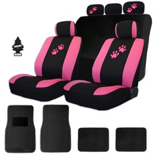 For Ford Stylish Black Pink Car Seat Covers Animal Paws Logo Floor Mats Set For Ford Stylish Black Pink Car Seat Covers Animal Paws Logo Floor Mats Set