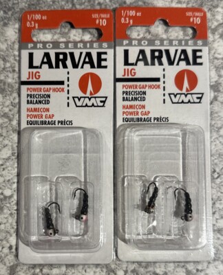 2 Packs VMC Pro Series Larvae Ice Fishing Jig Crappie Minnow 1/100 OZ
