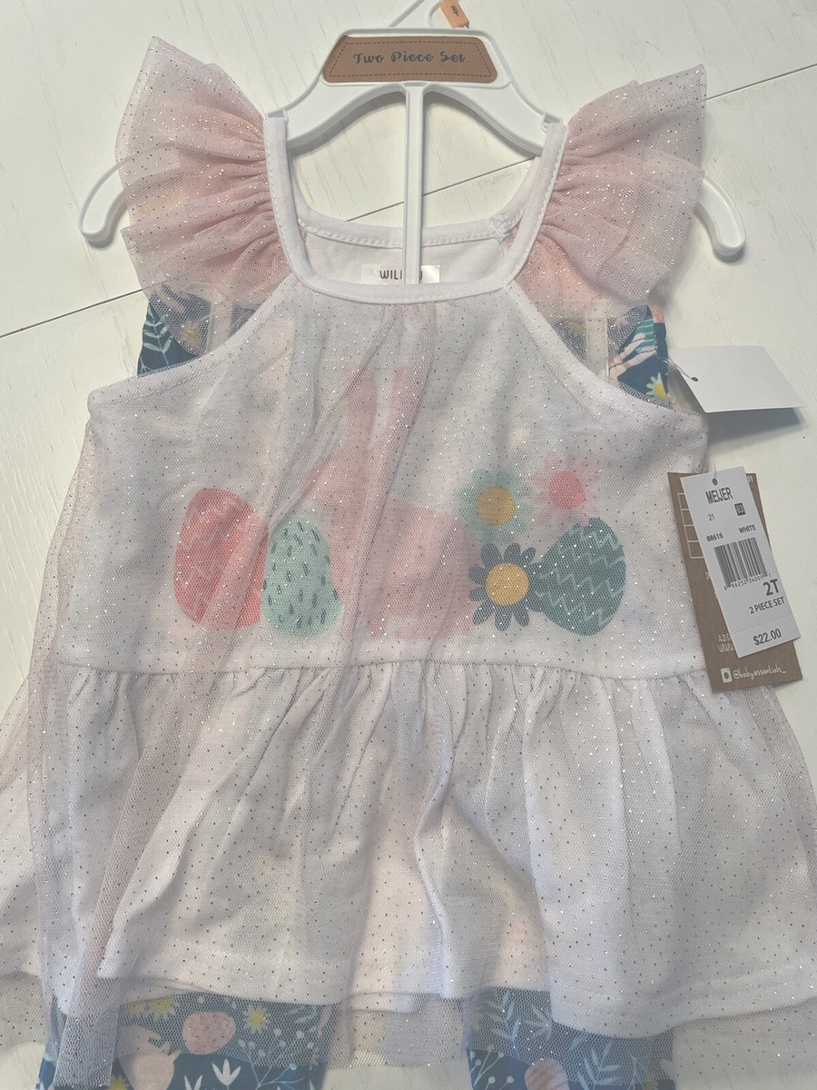 NWT Baby Essentials Piece Outfit Sz 2T Easter Tank Leggings