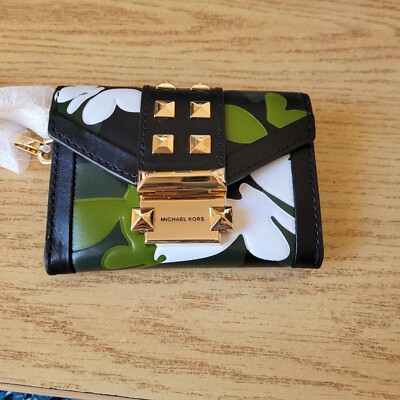 Michael Kors Whitney Small Butterfly Camo Leather Chain Wallet