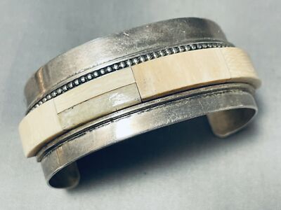 VERY UNIQUE VINTAGE NAVAJO POSSIBLE PIANO KEY STERLING SILVER BRACELET
