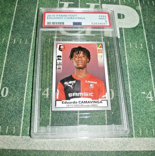 2019-20 Panini Foot Eduardo Camavinga RC ROOKIE Sticker #424 PSA 9 MINT📈🔥