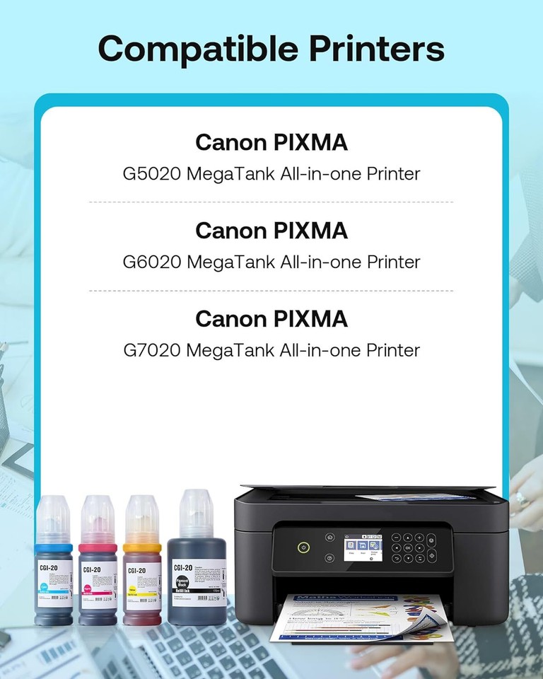 GI 20 GI20 Refill Ink Bottles Kit Compatible for Canon PIXMA G6020
