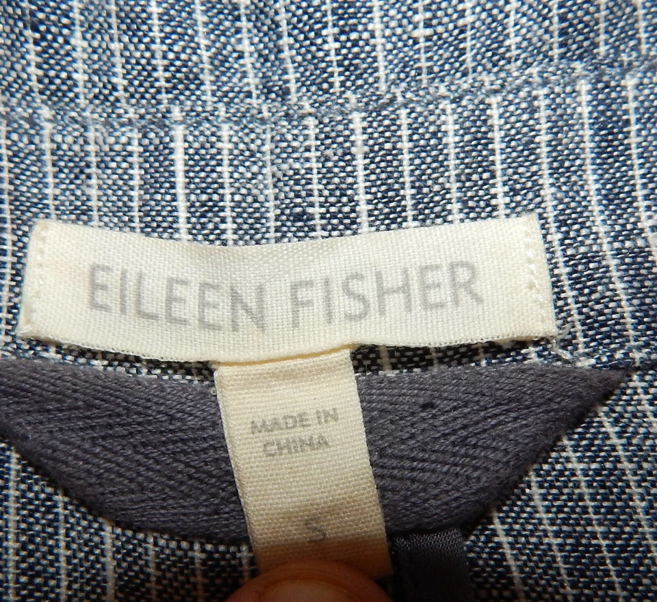 Eileen Fisher sz S Gray White Pin Stripe Lightweight Jacket - Image 4 of 4