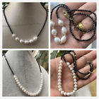14-36" Faceted Round Black Spinel /White Freshwate Pearl Beads Pendant Necklace