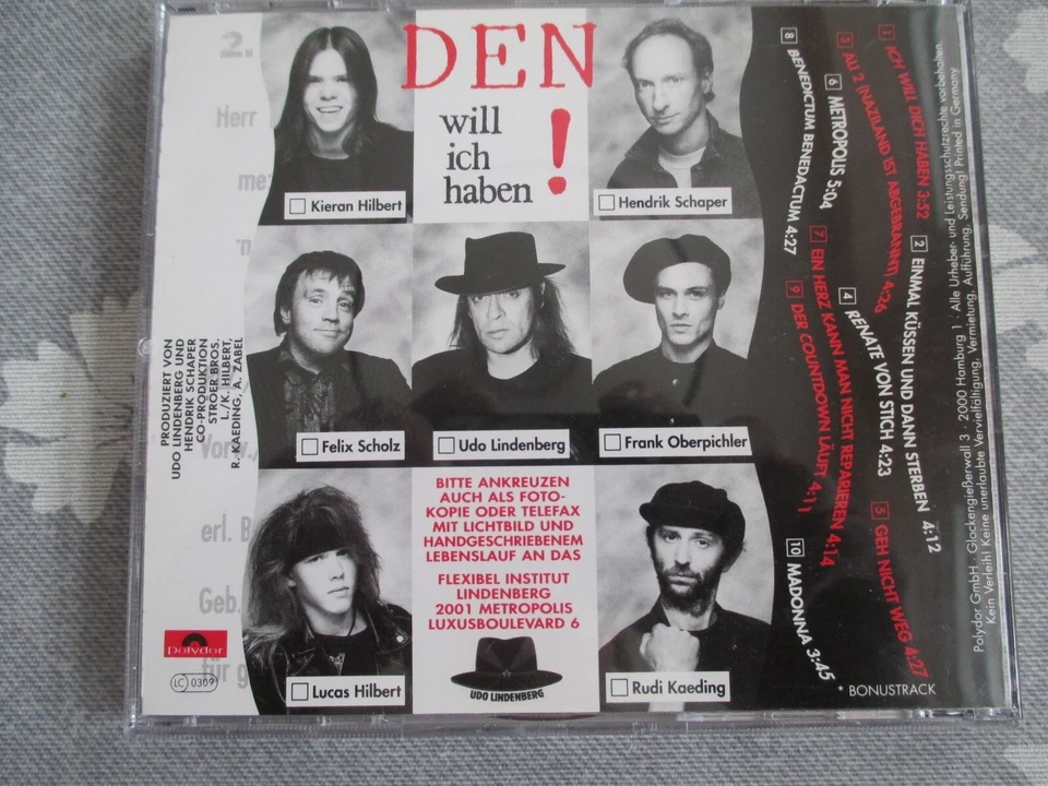Udo Lindenberg - Ich will Dich Haben - CD Neuwertig - Polydor 1991 -No Barcode - Bild 3 von 3