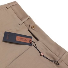 Zanella NWT Dress Pants Size 33 US Devon In Solid Beige / Tan 100 Wool