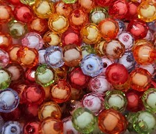 100 Pcs 8mm Multi-Color Clear Lined Round Crystal Faceted Plastic Craft Beads