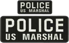  POLICE Us Marshal Embroidery Patches 4x10 and 2x5 hook white lettering