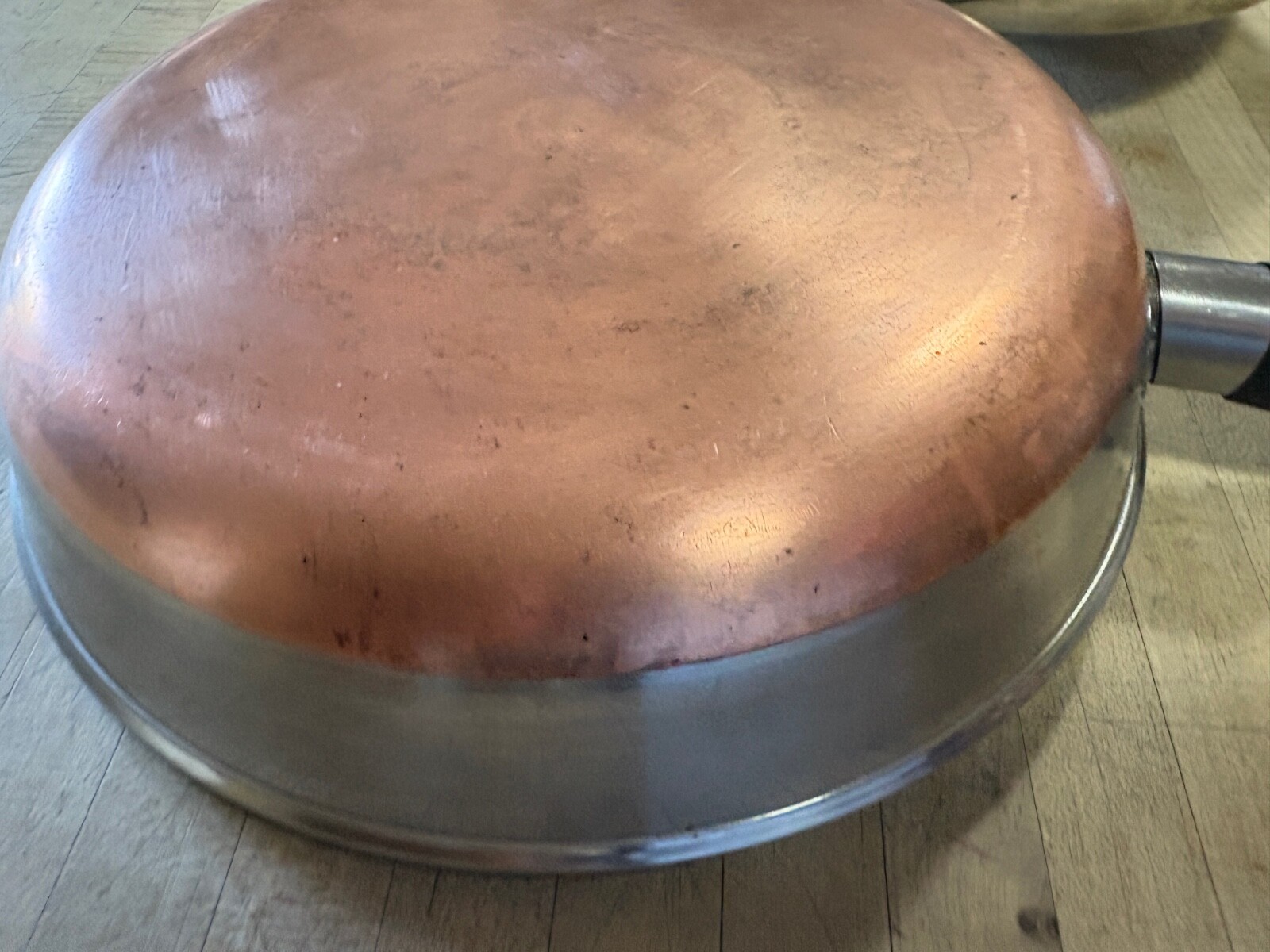 Vtg Sears Maid Of Honor Copper Bottom Stainless 10.5” Skillet Frying Pan w/Lid