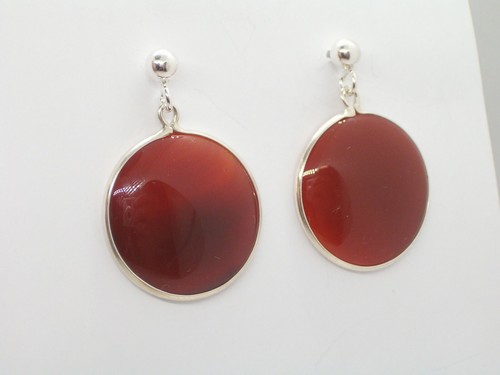 Pendientes Colgantes de Plata 925 Con Ágata Cornalina Natural - Piedra Dura - Imagen 2 de 5