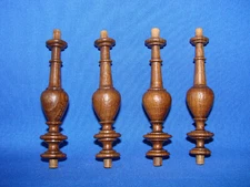Ancient Wooden Finial x 4 in Solid Oak - Hand Turning - No.2