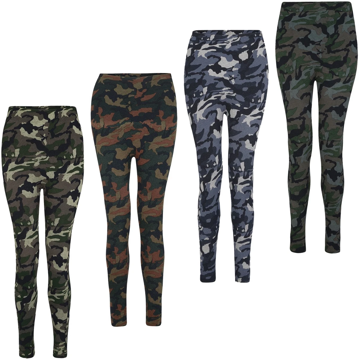 Women Fleece Lined Thermal Leggings Ladies Camouflage Print Bottoms One  Size