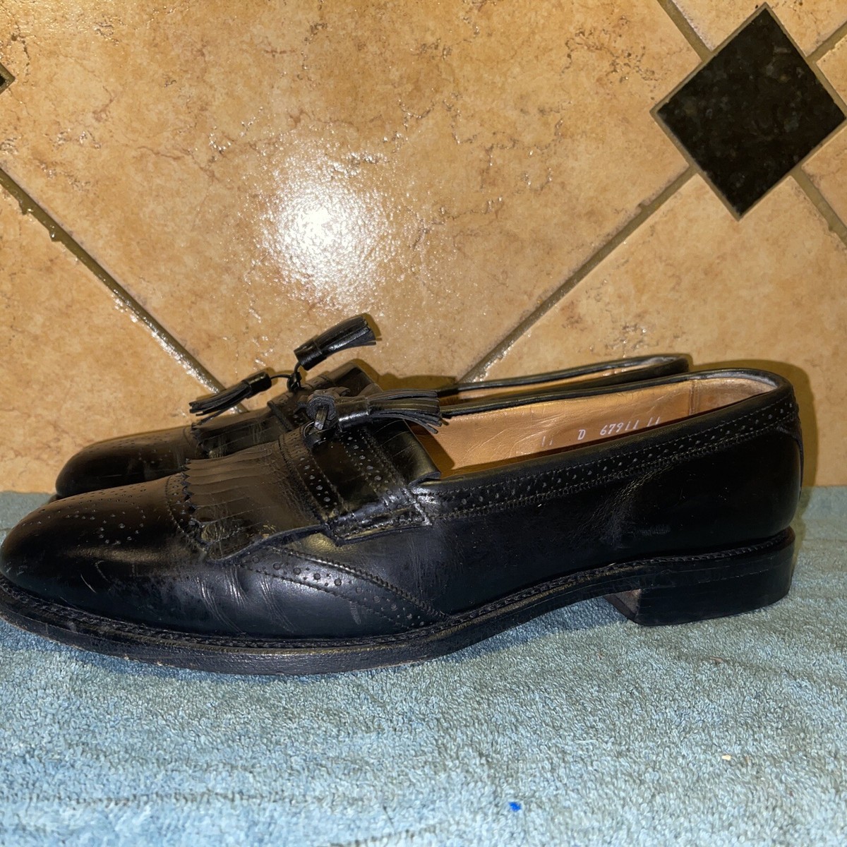 Allen Edmonds Bridgeton Black Leather Tassel Loafers Slip 