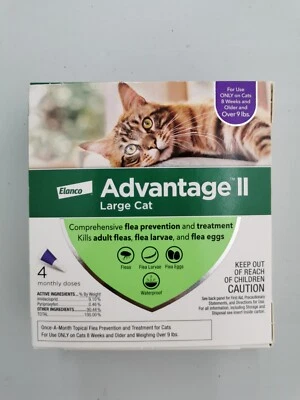 GENUINE ADVANTAGE II FLEA CONTROL FOR CATS OVER 9 LBS - NEW 4 PACK