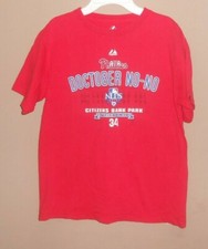 Boy's Majestic - Size L - Short Sleeve Red Phillies Doctober No-No Shirt Top