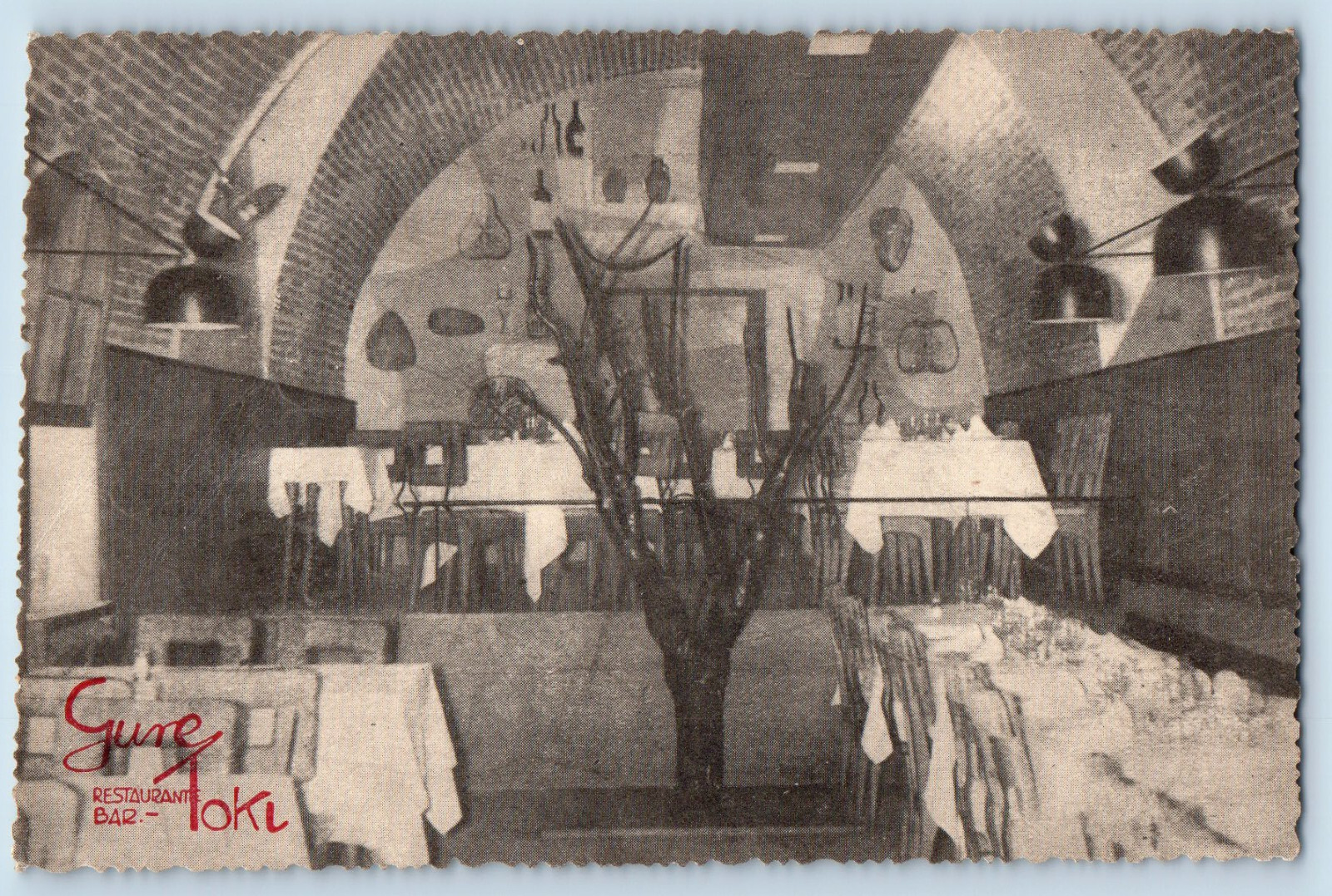 Madrid España Postal Gure Toki Restaurante Bar c1940 Vista Mapa Vintage