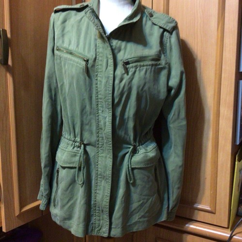 Max Jeans Green Military Utility Jacket Full Zip Drawstring Tencel Womens M J1 - Picture 3 of 5