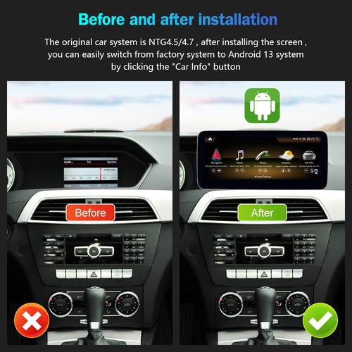 Pantalla 12.3" Android 13 Para Mercedes Benz C W204 NTG 4 4.x Bluetooth USB Navegación - Imagen 5 de 17
