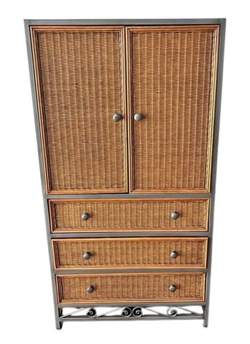 Armoire Pier 1 One Miranda Wicker Rattan Silver Imports TV entertainment Cabinet
