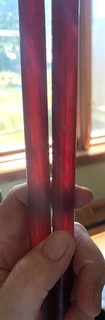 2 VINTAGE RED TRANSPARENT BAKELITE RODS 1940’S