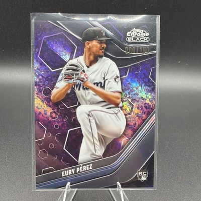 2023 Topps Chrome Black - Eury Perez #32 Purple Mini-Diamond Refractor /150 (RC)