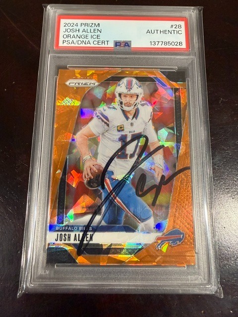 2024 Prizm Josh Allen AUTO Orange Ice #28 POP 1 - On Card Auto - PSA