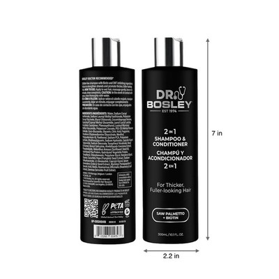 BOSLEY Dr BOSLEY 2 in 1 SHAMPOO & CONDITIONER THICKER FULLER LOOKING 10.1 oz Duo