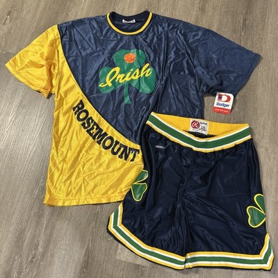 VTG NWT Rosemount Irish Basketball Warm-Up Set 90s Rawlings Shorts Dodger Jersey