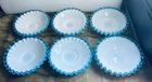 VINTAGE Fenton Aqua Crest Ruffled Milk Glass 6 saucers 5.5" (1941-1943)