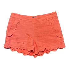 Cynthia Rowley Coral Scalloped Hem Linen Cotton Blend Pocket Shorts Size 4