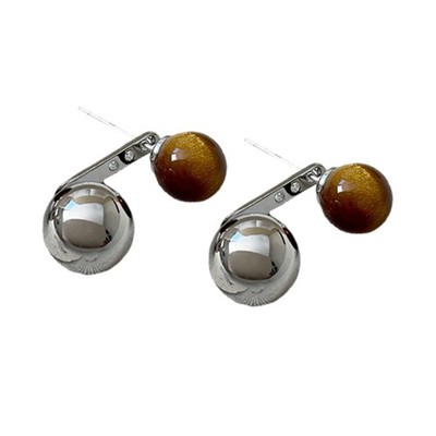 Youthful And Trendy Tigers Eye Stone Earrings Drop Studs For Distinctive Taste