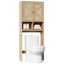 over the Toilet Storage Cabinet, Bathroom over Toilet Organizer with Rattan-Styl