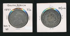 South Africa: 1897 ZAR Paul Kruger ASW 0.42oz SILVER 2/6 Half Crown 2½ Shilling