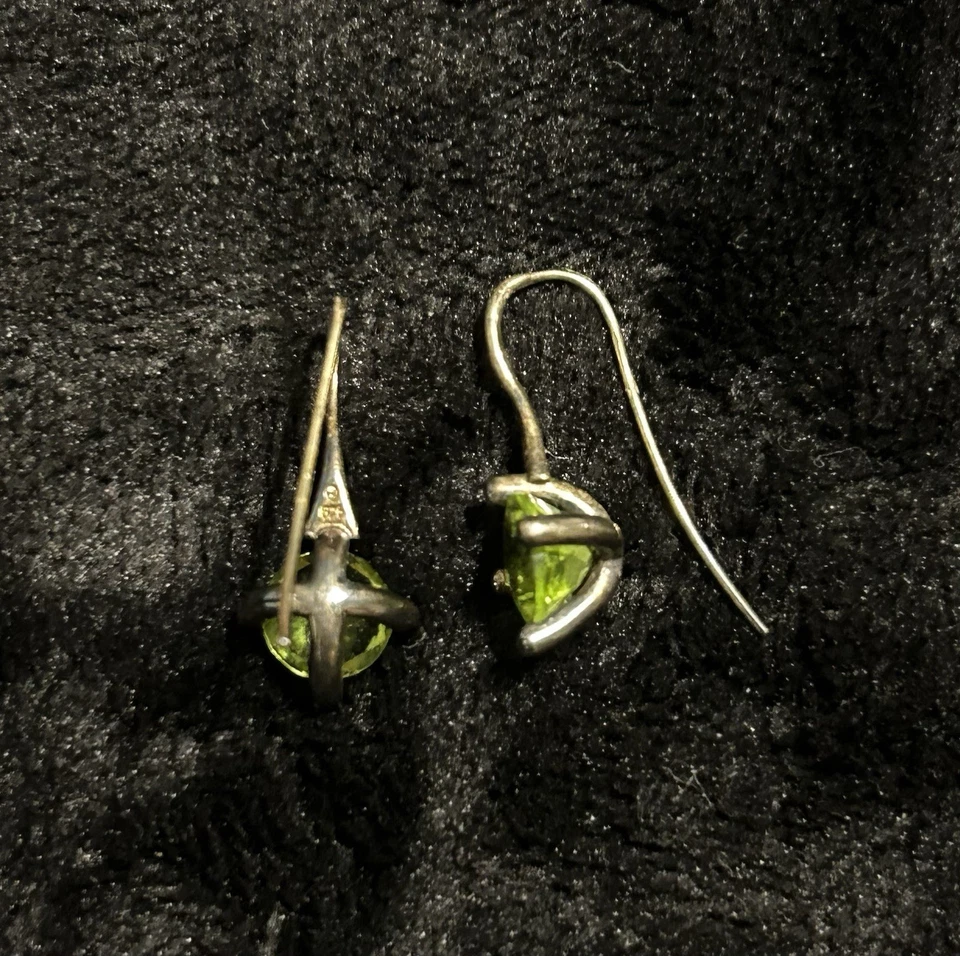 Brincos de prata esterlina com corte redondo simulado peridoto pedra do nascimento agosto 1”, 3,7 G - Imagem 3 de 4