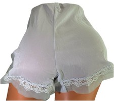 Vtg 60s Tap Slip Pants Bloomer Blue Nylon Chiffon Lace Wide Gusset Hi Cut 7 M L