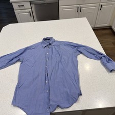 Nautica Men s 16 34/35 Blue Striped 100 Cotton Button Down Long Sleeve
