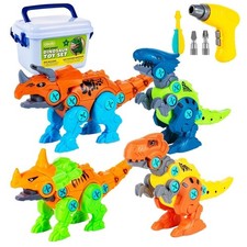 Educational Take Apart Dinosaur Toys Kids Set with Storage Box Electric Drill