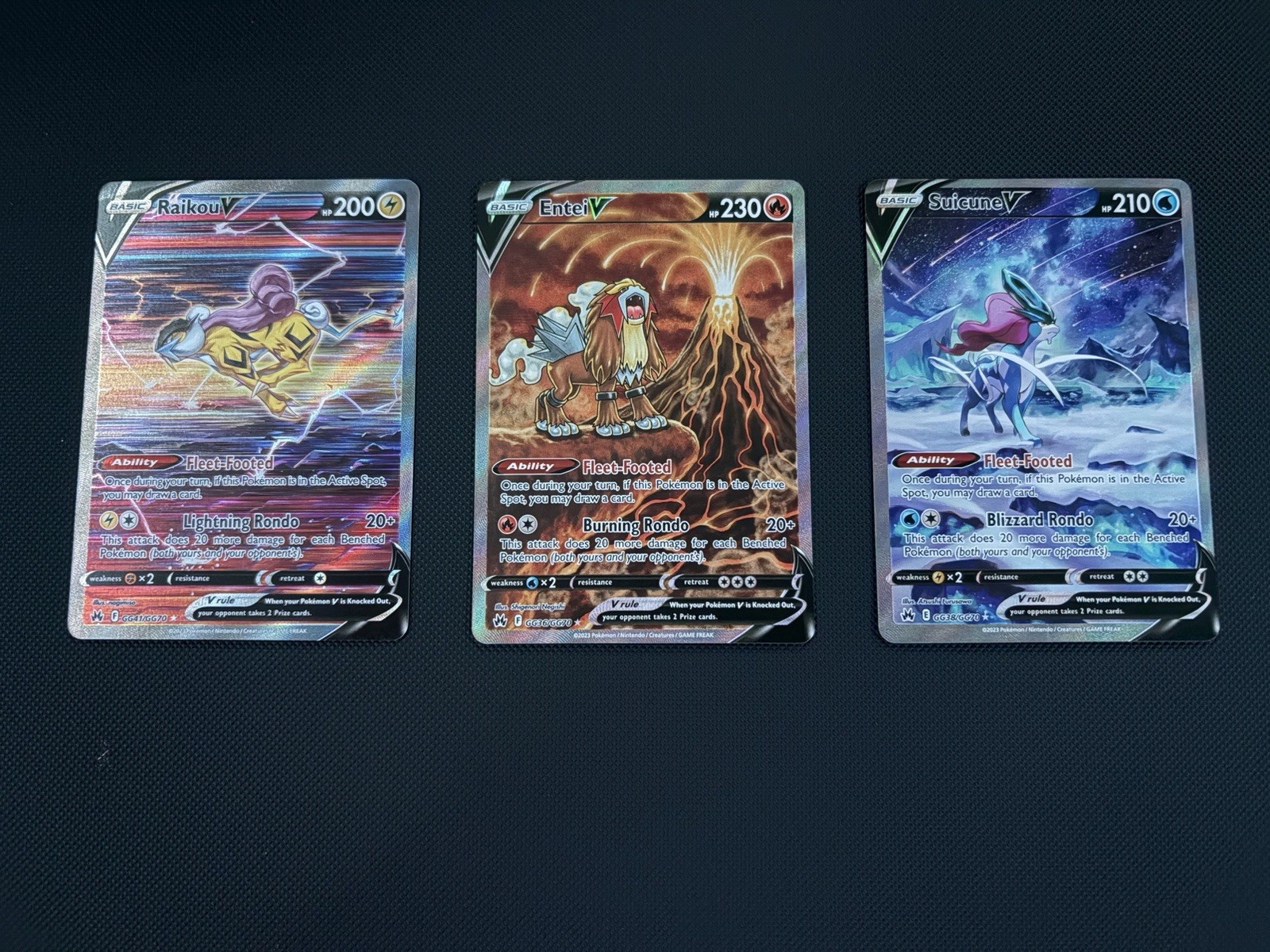 Pokemon TCG Crown Zenith Suicune v (GG38) Raikou v (GG41) Entei v (GG36)