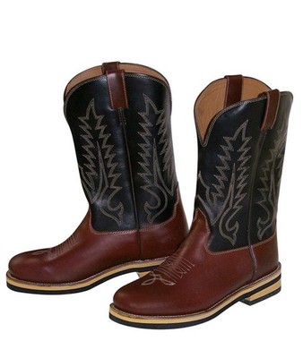 Lederverzierte Roper Westernstiefel mit Gummisohle für Erwachsene Old West 