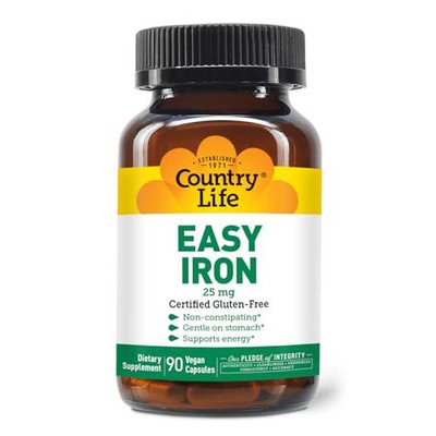Country Life Easy Iron 25mg Capsules - Gentle Non-Constipating Ferrochel - Vegan