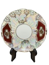 Royal Sealy China Japan Saucer Iridescent Gold Rim 5.75” Floral Design Vintage