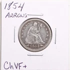 1854 Arrows 25C Seated Liberty Quarter in Choice VF+ Condition #5492
