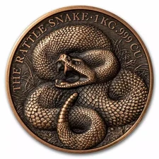 2025 1kg Benin Lunar Rattlesnake .999 Copper Coin