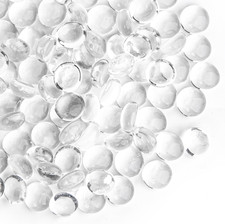 1 LB Clear Glass Marbles, Transparent Mini Flat Glass Beads 150 PCS for Vase Fil