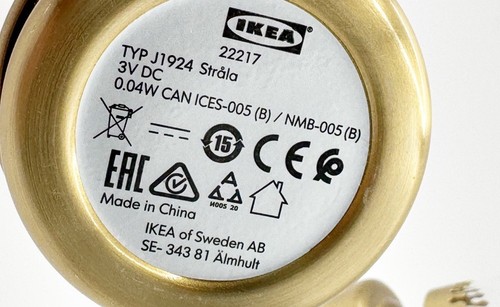 Ikea Strala Table Lamps Lot 2 Battery Operated 7.5" Brass LED Hurricane Lights - Picture 9 of 9
