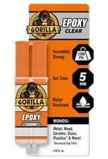 Gorilla 2 Part Epoxy, Clear Epoxy, 0.85 Ounce Syringe Pack of 1 - 5 Minute Set