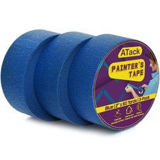 ATack Blue Painters Tape 2 Inch Wide x 60 Yards 3-Pack Bulk, UV Residue-Free ...