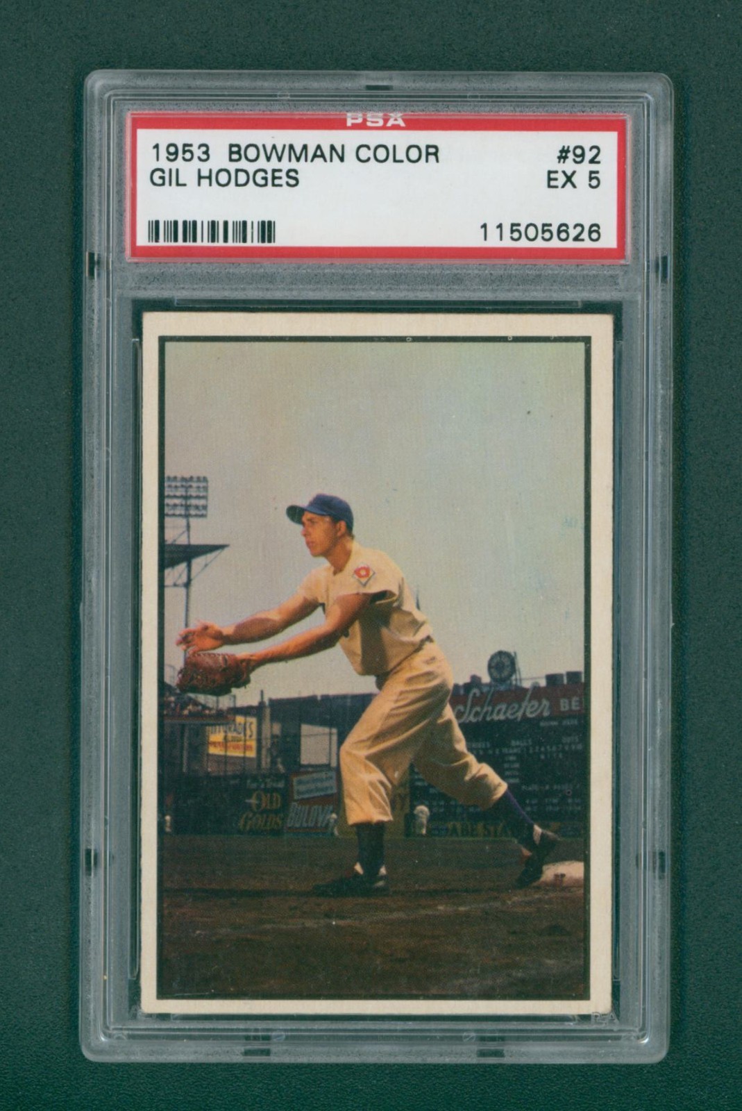 1953 Bowman Color Baseball Card - #92 Gil Hodges, PSA 5 EX